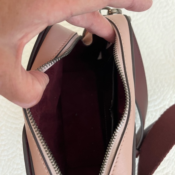 Kate Spade Pale Pink and Silver Leather Crossbody with pink/maroon strap - Picture 8 of 11